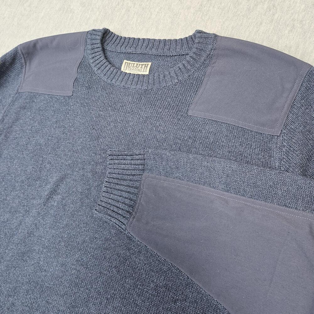 Duluth Trading Sweater Men 2XLT Blue Cotton Wool Crew Neck Colonel Bick Military